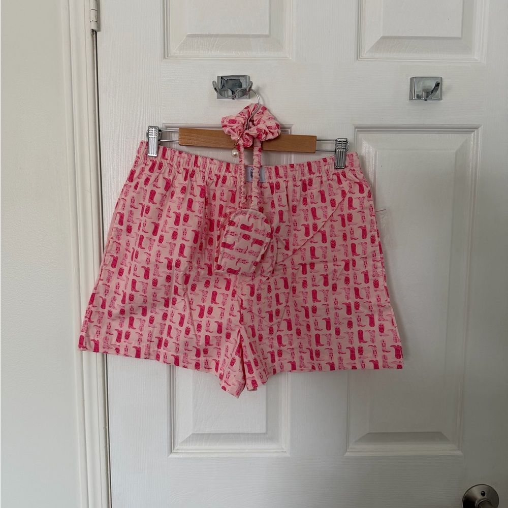 Pink Western Pajama Short Set